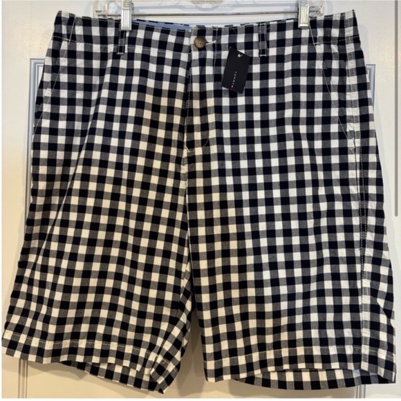 Tommy Hilfiger NEW Gingham Shorts Mens Large blue white pockets 34” waist preppy - Picture 2 of 8